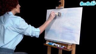 Ryan Keely Bob Ross jelmezben vadul megvadul a festésórán a nagy mellű milf