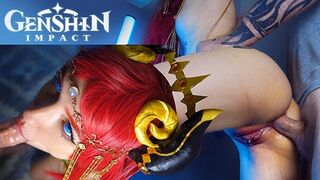 Keleti táncosnő Nilou seggét vadul meghágja a kemény farka – Genshin Impact cosplay